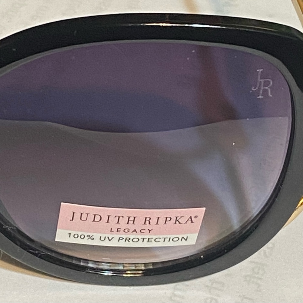 Judith Ripka Legacy New Large Frame Protection Black & Gold Sunglasses - Picture 3 of 7